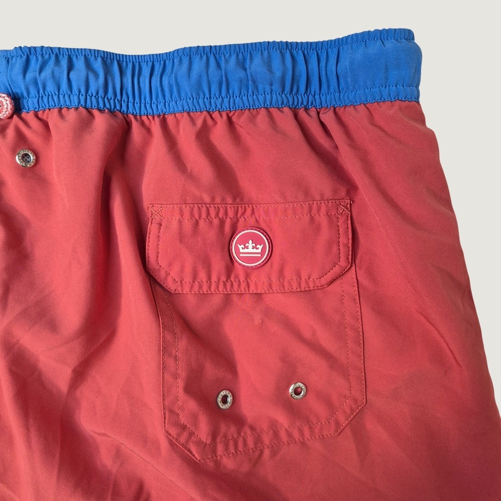 Peter Millar Seaside Swim Trunks Mens XXL Red Blue Coastal Preppy Board Shorts